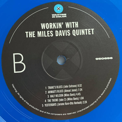Workin’ With The Miles Davis Quintet (180g) blue vinyl