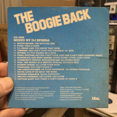 The Boogie Back - Post Disco Club Jams (Mixed by DJ Spinna) promo