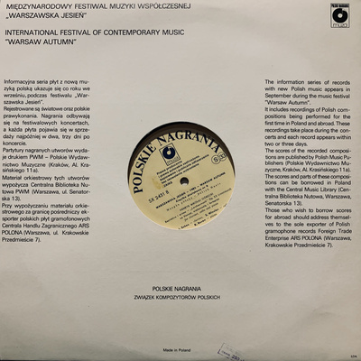 Warszawska Jesień - 1985 - Warsaw Autumn (Kronika dźwiękowa Nr 6 - Sound Chronicle No. 6)