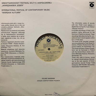 Warszawska Jesień - 1985 - Warsaw Autumn (Kronika dźwiękowa Nr 8 - Sound Chronicle No. 8)