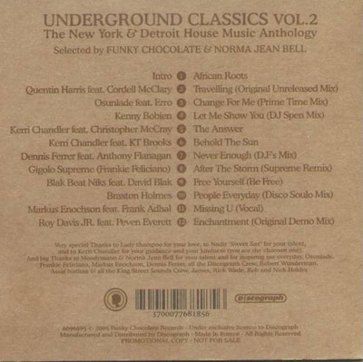 Underground Classics Vol. 2 (The New York & Detroit House Music Anthology) promo