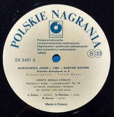 Warszawska Jesień - 1985 - Warsaw Autumn (Kronika dźwiękowa Nr 6 - Sound Chronicle No. 6)