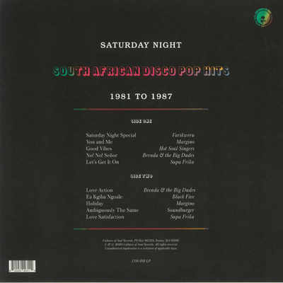 Saturday Night: South African Disco Pop Hits 1981 To 1987