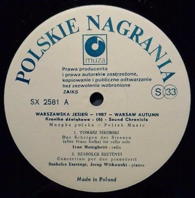 Warszawska Jesień - 1987 - Warsaw Autumn (Kronika dźwiękowa Nr 6 - Sound Chronicle No. 6)