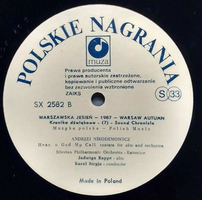 Warszawska Jesień - 1987 - Warsaw Autumn (Kronika dźwiękowa Nr 7 - Sound Chronicle No. 7)