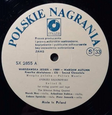 Warszawska Jesień - 1989 - Warsaw Autumn (Kronika dźwiękowa Nr 3 - Sound Chronicle No. 3)