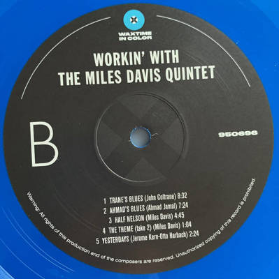 Workin’ With The Miles Davis Quintet (180g) blue vinyl